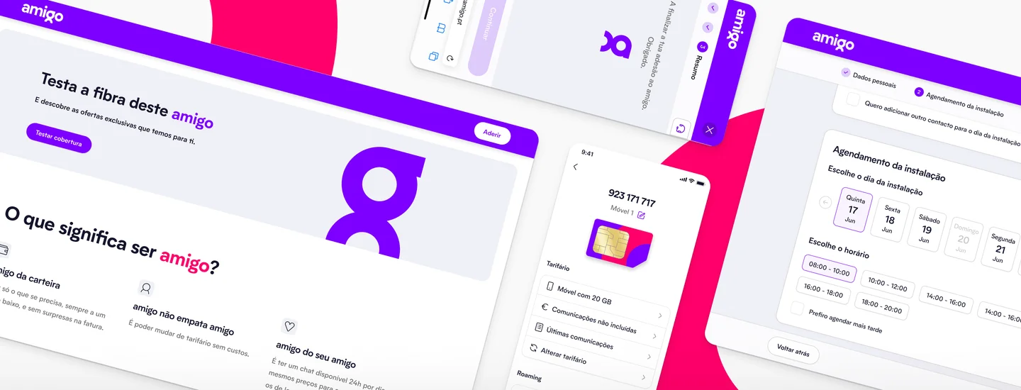 amigo app screens: plan details, billing, and roaming
