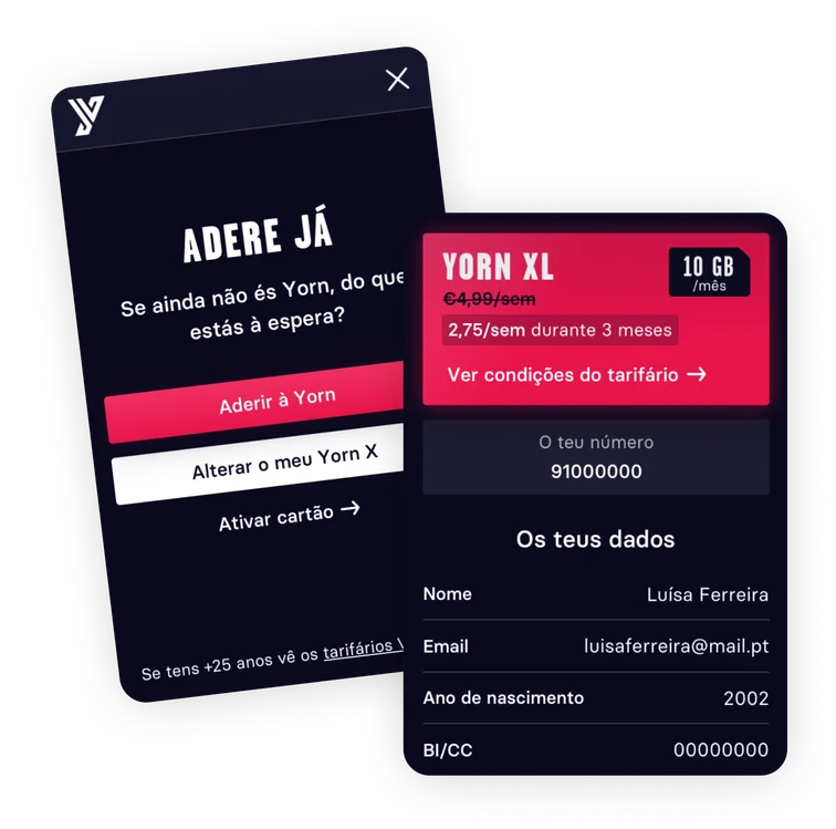 Yorn user-journey wireframes and final screens