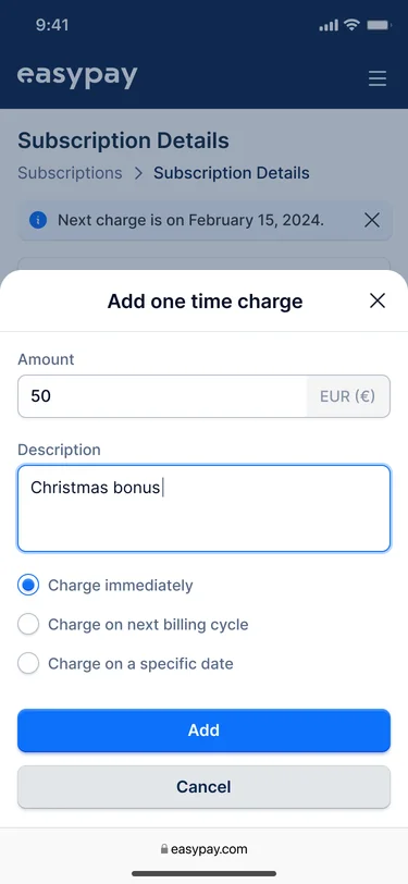 easypay mobile subscription detail