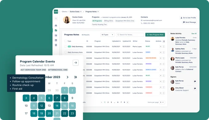Foothold care-management app screens on green